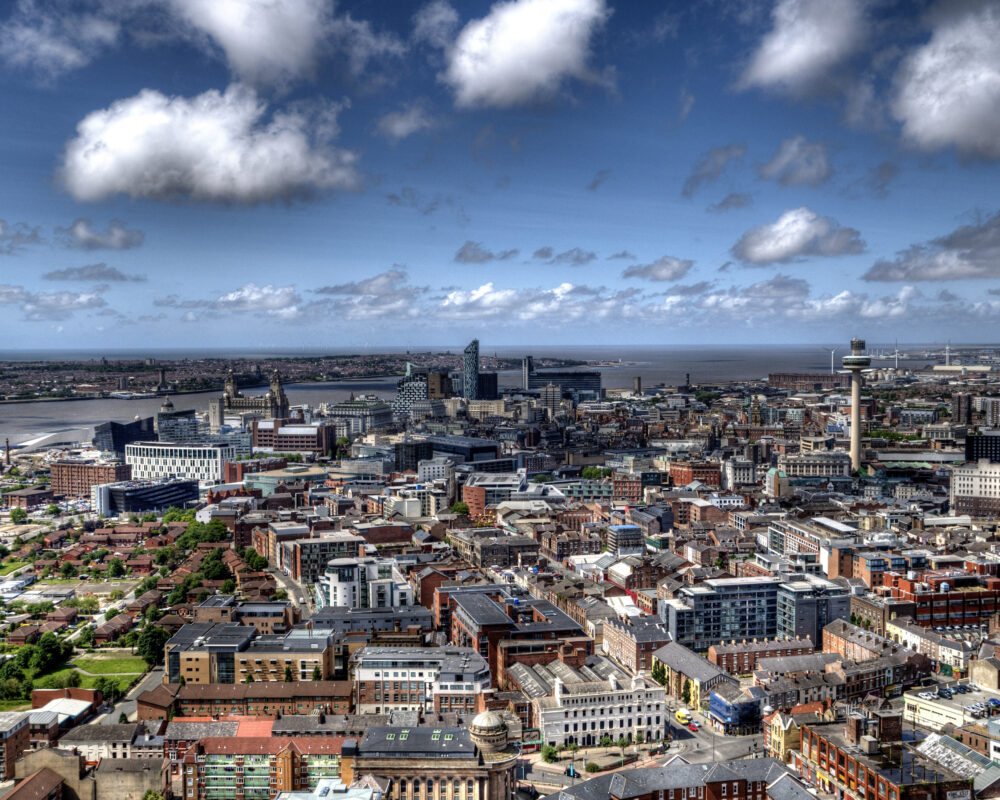 Liverpool City Centre aerial shot