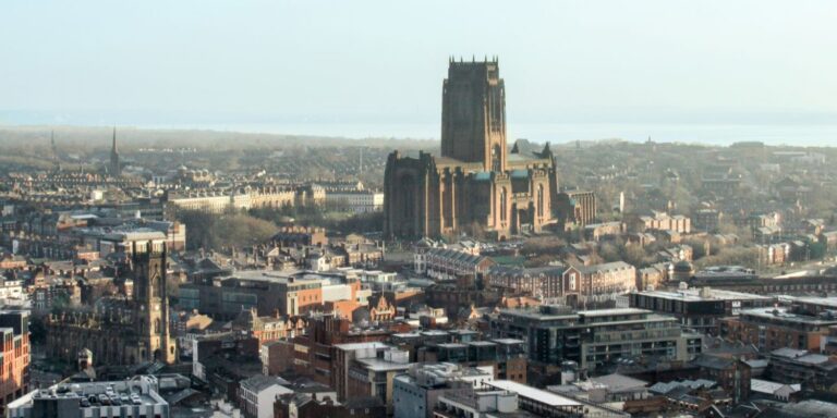 Overhead landscape shot of Liverpool